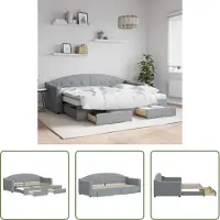 The Living Store Living Store uitklapbaar dagbed met lades, lichtgrijs, 80x200 cm, gestoffeerd