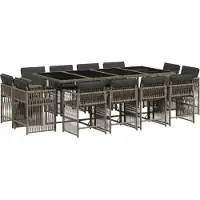 vidaXL 13-delige Tuinset met kussens poly rattan grijs