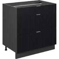 Vicco Fame-Line Keukenonderkast – 80 cm met 3 laden, zonder werkblad Zwart gestreept