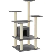 Syfax Kattenkrabpaal met sisal krabpalen 110 cm donkergrijs