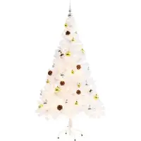 Syfax Kunstkerstboom met verlichting en kerstballen 150 cm wit