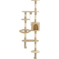 Syfax Kattenkrabpaal met sisal krabpalen wandmontage 194 cm beige