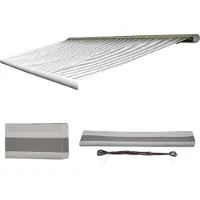 Mendler Vervangingshoes voor zonnescherm T124, volledig cassette model, zonwering, 5x3 meter Acryl, grijs-wit