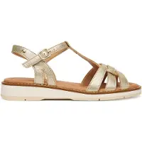 Pikolinos Dames Gouden Roquetas Leren Sandalen (40), Leer, Goudkleurig, Beige, 1 tot 3 cm, Gesp, Casual W9B-0789CL