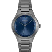 HUGO Lit horloge met grijze coating en blauwe wijzerplaat