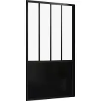 Aurlane Zwenkbare Badwand 140x80cm Industrieel Type - Matzwart Profiel - Gehard Glas - Black Indus
