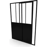 Aurlane - Douche Schuifdeur Fabrik 140 X 200cm - Zwart Profiel - 5 Mm Helder Glas