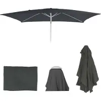 Mendler Vervangende hoes voor parasol N23, parasolhoes vervangende hoes, 2x3m rechthoekige stof/textiel 4,5kg UV 50+ ~ antraciet