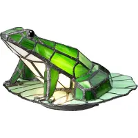 QUOIZEL Kikker sfeerlamp in Tiffany look Frog, groen, Woon-/ Eetkamer, Glas, Tiffany