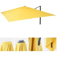 Mendler Vervangingshoes voor zweefparasol -A96, parasolhoes, 3,5x3,5m (Ø4,95m) polyester 4kg ~ geel