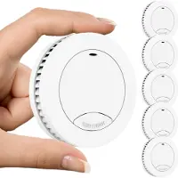 Aroha Safety Pro Mini Rookmelder Sleep Line - 10 jaar batterij - Geen standby LED-licht - Montage zonder boren - Extra dun design & slaapkamer vriendelijke brandmelder - 5 stuks