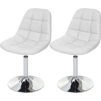 Mendler Set van 2 eetkamerstoelen -A60, draaistoel, chroom ~ kunstleer wit
