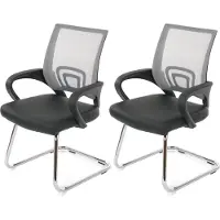 Mendler Set van 2 vergaderstoelen Ancona, bezoekersstoel, kunstleer MVG-gecertificeerd ~ grijs