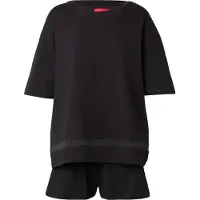 HUGO Pyjama 'MESH LOGO SHORT-SET' zwart