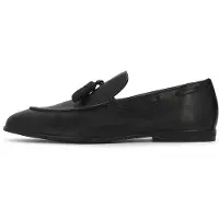Kazar Black leather loafers with classic style clutches