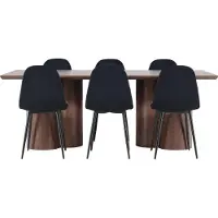 Ebuy24 Olivia eethoek tafel 100x210cm en 6 velours stoelen mocca.
