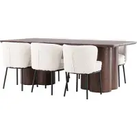 Ebuy24 Olivia eethoek tafel 100x210cm en 6 bouclé stoelen mocca.