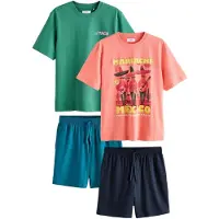 Next Pyjama kort petrol / smaragd / lichtoranje / zwart