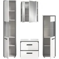 Xonox xonox.home Kojak badkamercombinatie (B/H/T: 171x188x37 cm) wit, hoogglanzend / frame antraciet / voorruit grijs getint