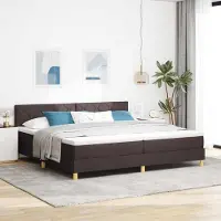 Prolenta Maison Exclusive - LED boxspringbed met hoofdeinde, donkerbruin, 200 x 200 cm, gestoffeerd