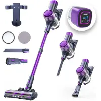 FlinQ Vacuum Cleaner V12 Pro - Steelstofzuiger Draadloos - Stofzuiger zonder Zak - Met Duurzame Accu - Snoerloos en geschikt als Kruimeldief - Paars