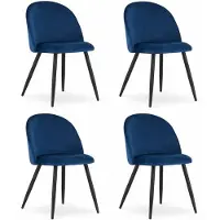 Leobert Set van 4 Stoelen BELLO - Donkerblauw Velvet, Zwarte Metalen Poten, Modern Design en Uitstekend Zitcomfort voor Woonkamer, Slaapkamer, Eetkamer of Kantoor, Max. 120 kg