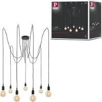 Paulmann Hanglamp Neordic Ketil, dimbaar, zwart, Woon-/ Eetkamer, Kunststof, Scandinavisch, hanglamp