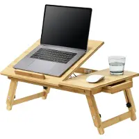 En.casa Bamboe laptoptafel bedtafel tot 55x35x20-28 cm