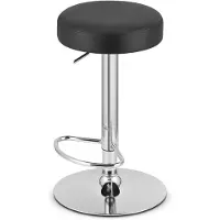 Leobert Barkruk ROJST - Zwart Kunstleer met Chromen Basis, Modern Design, Verstelbare Zithoogte, 360° Draaibaar, Max. 120 kg