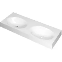 Ink Smooth Meubelwastafel 120x45cm Polystone - Dubbel - Zonder Kraangaten - Glans Wit - 8718835157562 - Rechthoekig - Wastafels, Meubelwastafels