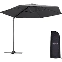 LifeGoods Zweefparasol - Ø294 cm - One-push Systeem - Waterdicht - met Hoes - Antraciet