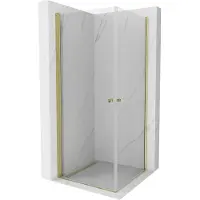 Mexen Pretoria Duo scharnierende douchecabine 70 x 70 , transparant, goud - 852-070-070-50-00-02