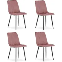 Leobert Lava fauteuils (roze fluweel) met zwarte poten, set van 4