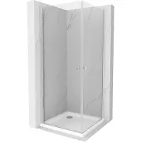 Mexen Pretoria Duo douchecabine draaideur 80 x 80 , transparant, chroom + douchebak Flat - 852-080-080-01-02-4010