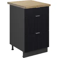 Vicco Keukenonderkast Fame-Line, Zwart gestreept/Antraciet, 50 cm, WB Eik