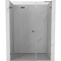 Mexen Lunar-F L vouwdeur 135 links, transparant, geborsteld koper - 836SL-135-050-65-00-L