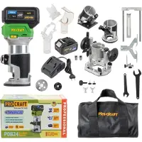 Procraft POB24-1B-F accu multifunctionele frees 20 V 6 / 8 mm borstelloos + 1x accu 4,0 Ah + oplader + 3-in-1 accessoires + tas
