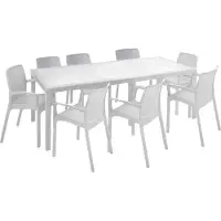 Dmora Cortanze - set Tafel en Stoelen, Wit, 8 Personen Italy