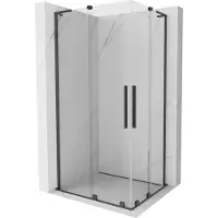 Mexen Velar L Duo schuifdouchecabine 100 x 90 , transparant, geborsteld geweren grijs - 871-100-090-02-03-66