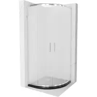 Mexen Rio halfronde douchecabine 90 x 90 , matglas, chroom + Flat douchebak, zwart - 863-090-090-01-30-4170