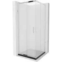 Mexen Rio vierkante douchecabine 80 x 80 , matglas, chroom + Flat douchebak, zwart - 860-080-080-01-30-4070