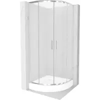 Mexen Rio halfronde douchecabine 80 x 80 , matglas, chroom + Rio douchebak, wit - 863-080-080-01-30-4710