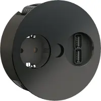 Sonstiges TWIST 931.131, zwart, mat, met Schuko-stopcontact en dubbele USB-lader / Voldoet aan de Duitse norm / / Stopcontact