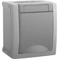 Panasonic 90591008-DE Pacific Wandcontactdoos met randaarde spatwaterdicht Grijs 1 stuk(s)
