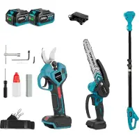 OEM Elektrische kettingzaag, 20 cm zaagblad, borstelloze motor, set met 2 batterijen