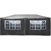 Wiltec paviljoen, 3 x 6 meter, grijs, met UV-bescherming 50+, tuinpaviljoen met oprolbare zijden, partytent met ramen, geschikt voor bijvoorbeeld terras en festivals