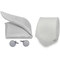 Gents - Stropdas - Manchet - Pochet - Stropdas set heren - Zijde - Wit