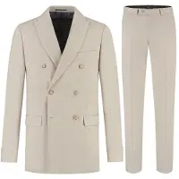 Gents - pak / kostuum 2-rij stretch dune beige - Polyblend - Beige - Maat 27/27