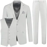 Gents - pak / kostuum 3-D structuur lichtgrijs - Polyblend - Lichtgrijs - Maat 56/56