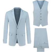 Gents - pak / kostuum 3-D wolmix ijs-blauw - Polyblend - Ijsblauw - Maat 27/27